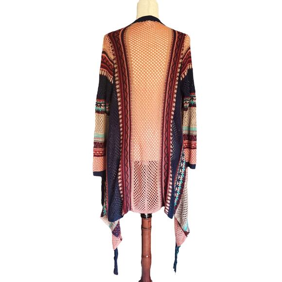 Say What open front Asymmetrical Cardigan Sweater Sz S Boho Western Aztec Knit - Picture 5 of 13